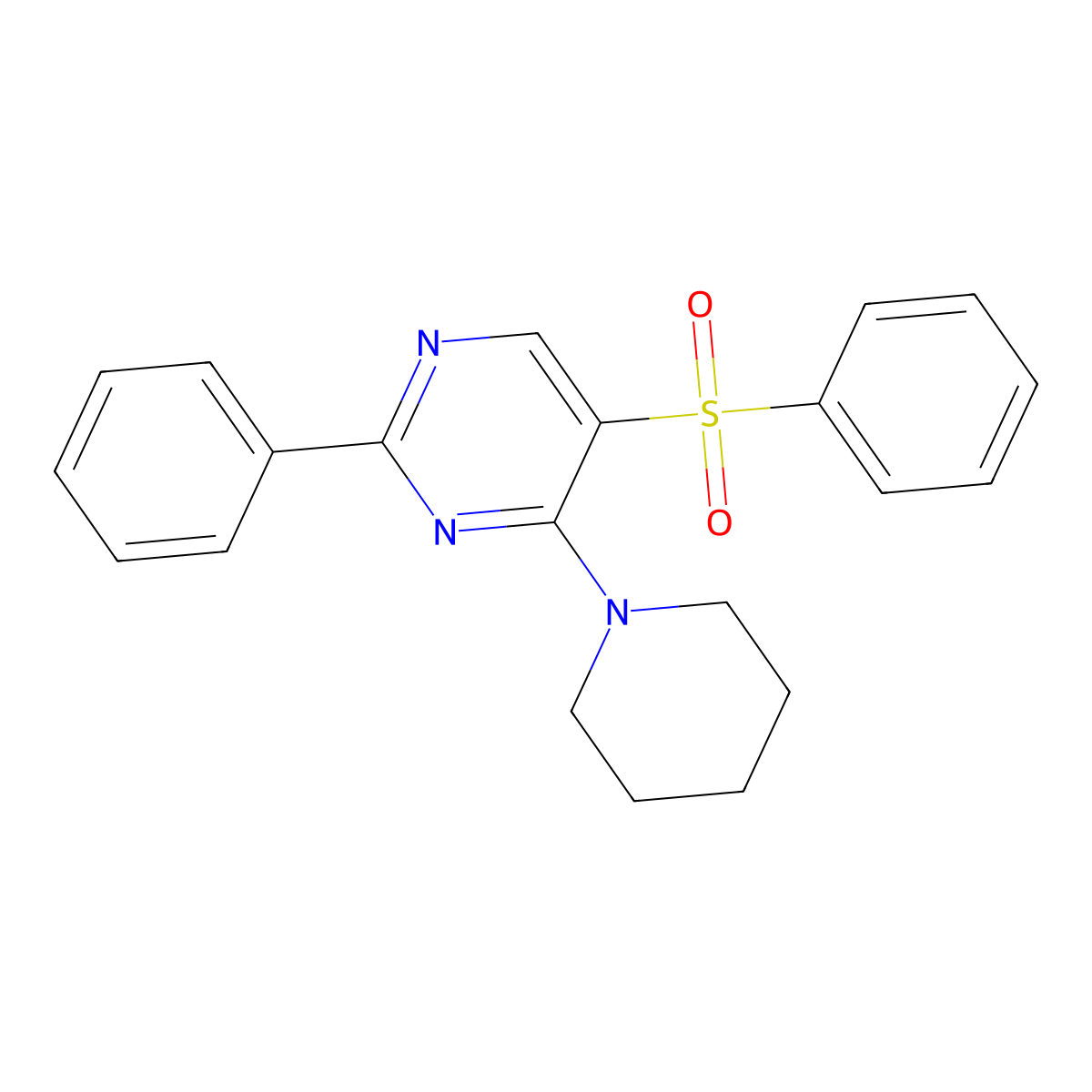 2-Phenyl-5-(phenylsulfonyl)-4-piperidinopyrimidine molecular structure, CAS 339106-33-1