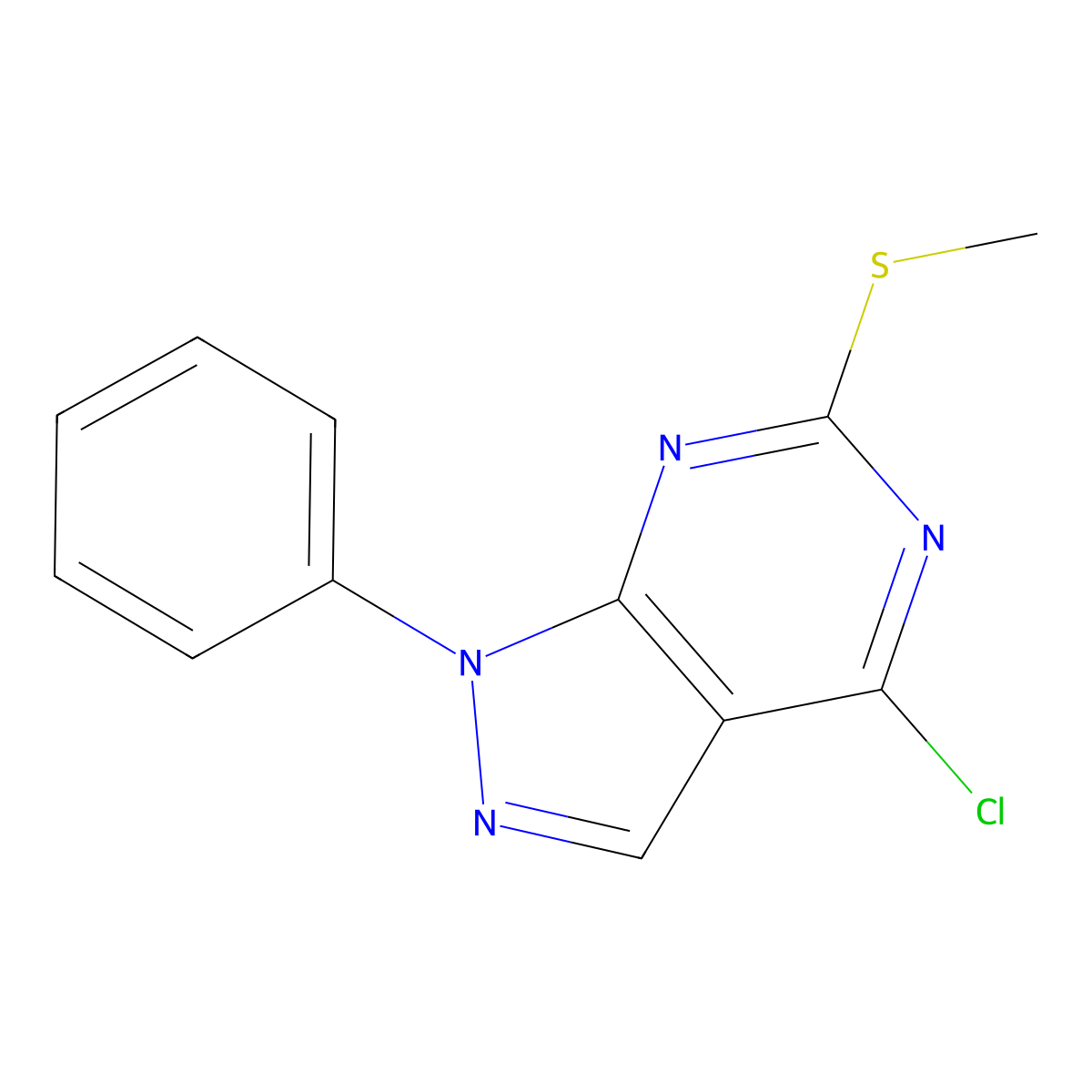 4-Chloro-6-methylsulfanyl-1-phenylpyrazolo[3,4-d]pyrimidine molecular structure, CAS 339106-37-5