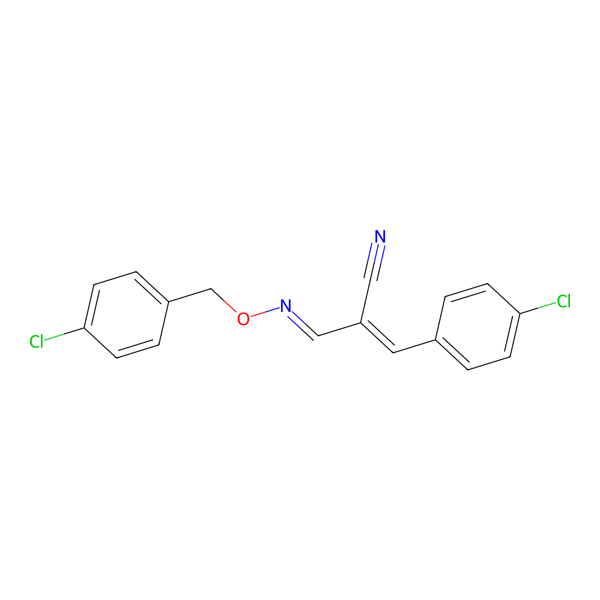 (2Z)-3-(4-chlorophenyl)-2-[(1E)-{[(4-chlorophenyl)methoxy]imino}methyl]prop-2-enenitrile molecular structure, CAS 339106-58-0