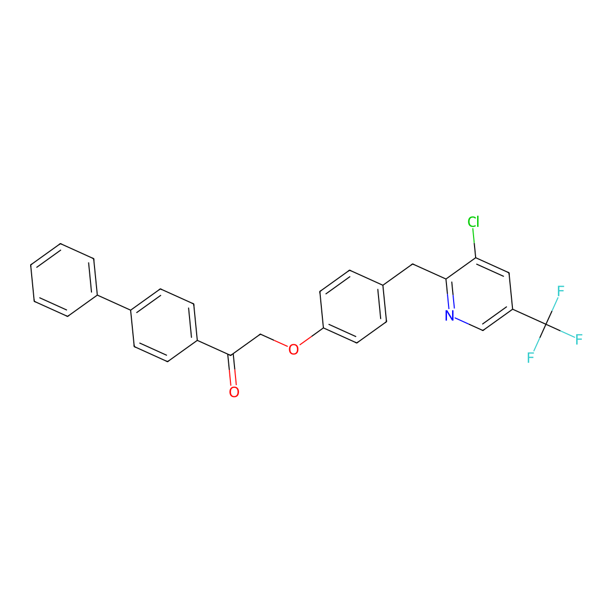 2-[4-[[3-Chloro-5-(trifluoromethyl)pyridin-2-yl]methyl]phenoxy]-1-(4-phenylphenyl)ethanone molecular structure, CAS 339106-60-4