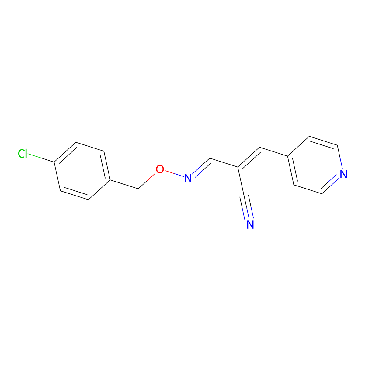(2Z)-2-[(1E)-{[(4-chlorophenyl)methoxy]imino}methyl]-3-(pyridin-4-yl)prop-2-enenitrile molecular structure, CAS 339106-61-5