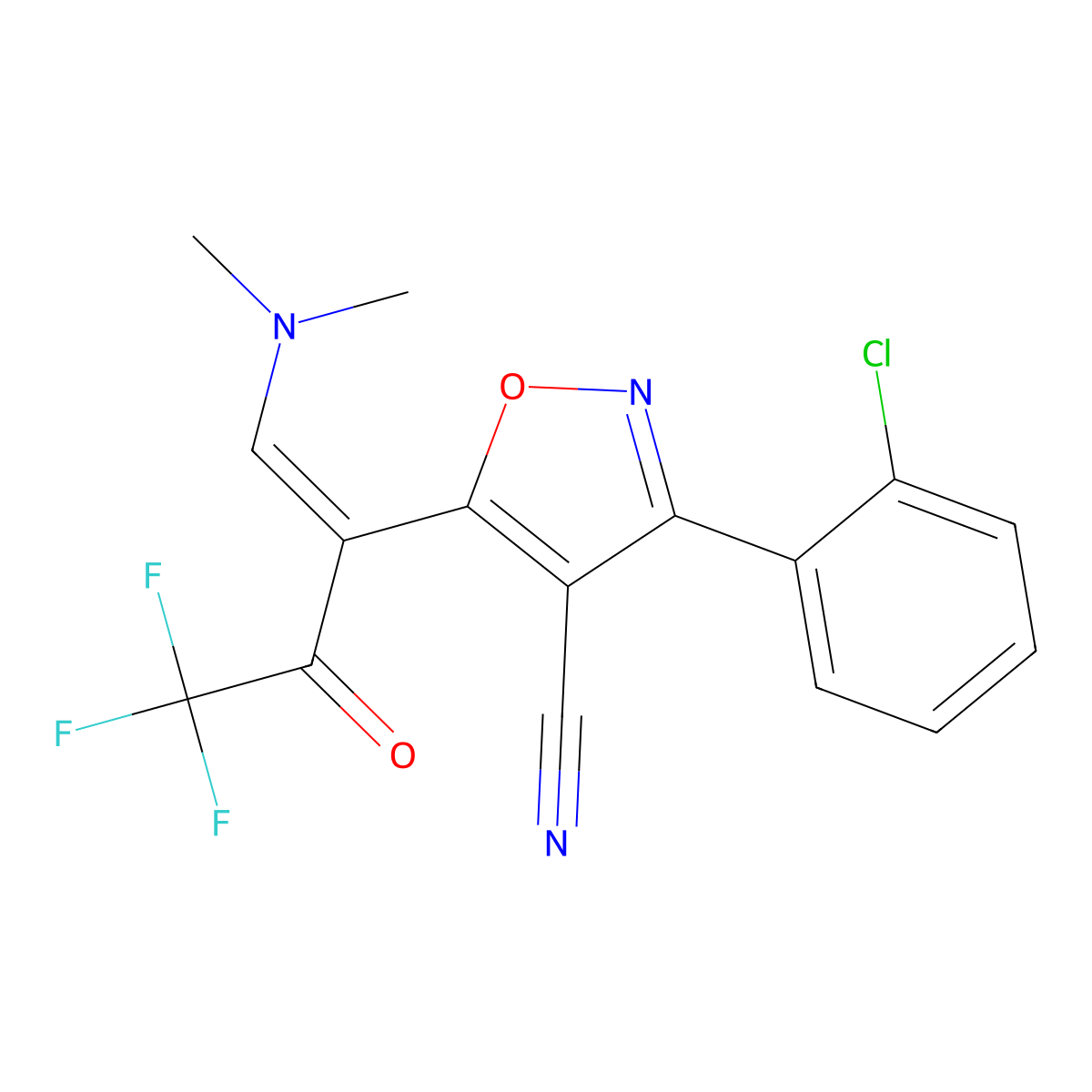 3-(2-chlorophenyl)-5-[(1Z)-1-(dimethylamino)-4,4,4-trifluoro-3-oxobut-1-en-2-yl]-1,2-oxazole-4-carbonitrile molecular structure, CAS 339106-73-9