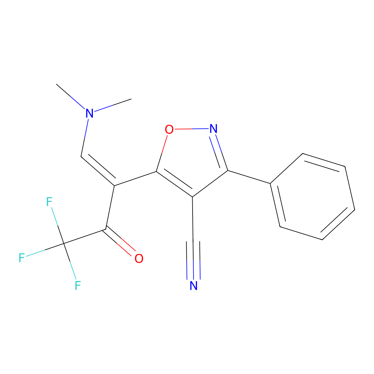 5-[(1Z)-1-(dimethylamino)-4,4,4-trifluoro-3-oxobut-1-en-2-yl]-3-phenyl-1,2-oxazole-4-carbonitrile molecular structure, CAS 339106-85-3
