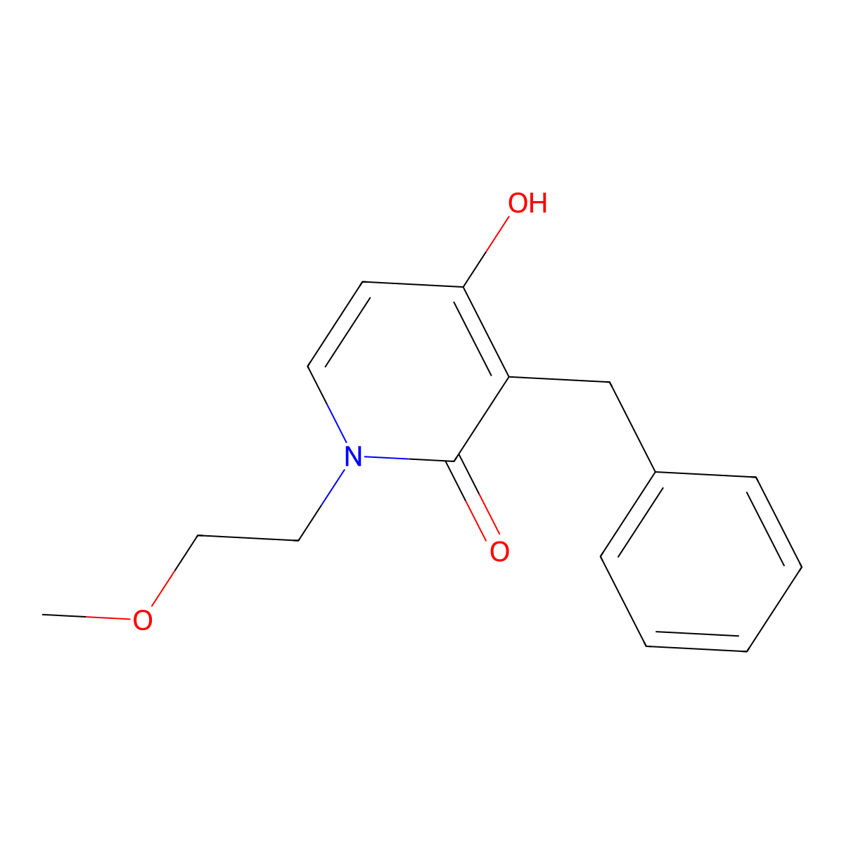 3-benzyl-4-hydroxy-1-(2-methoxyethyl)-2(1H)-pyridinone molecular structure, CAS 339106-88-6