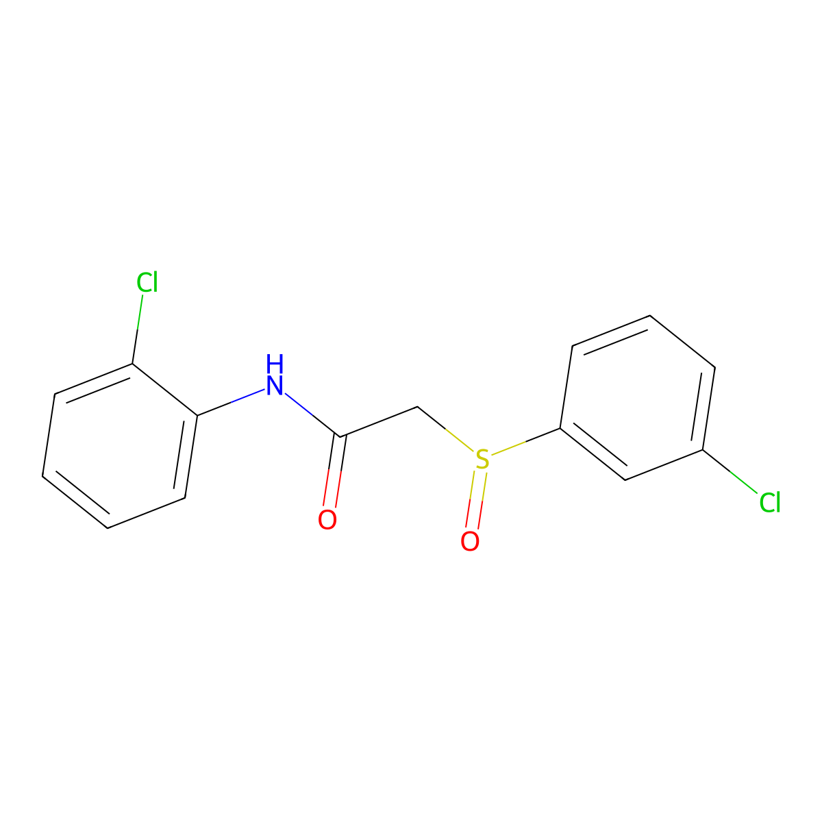 N-(2-chlorophenyl)-2-[(3-chlorophenyl)sulfinyl]acetamide molecular structure, CAS 339107-05-0