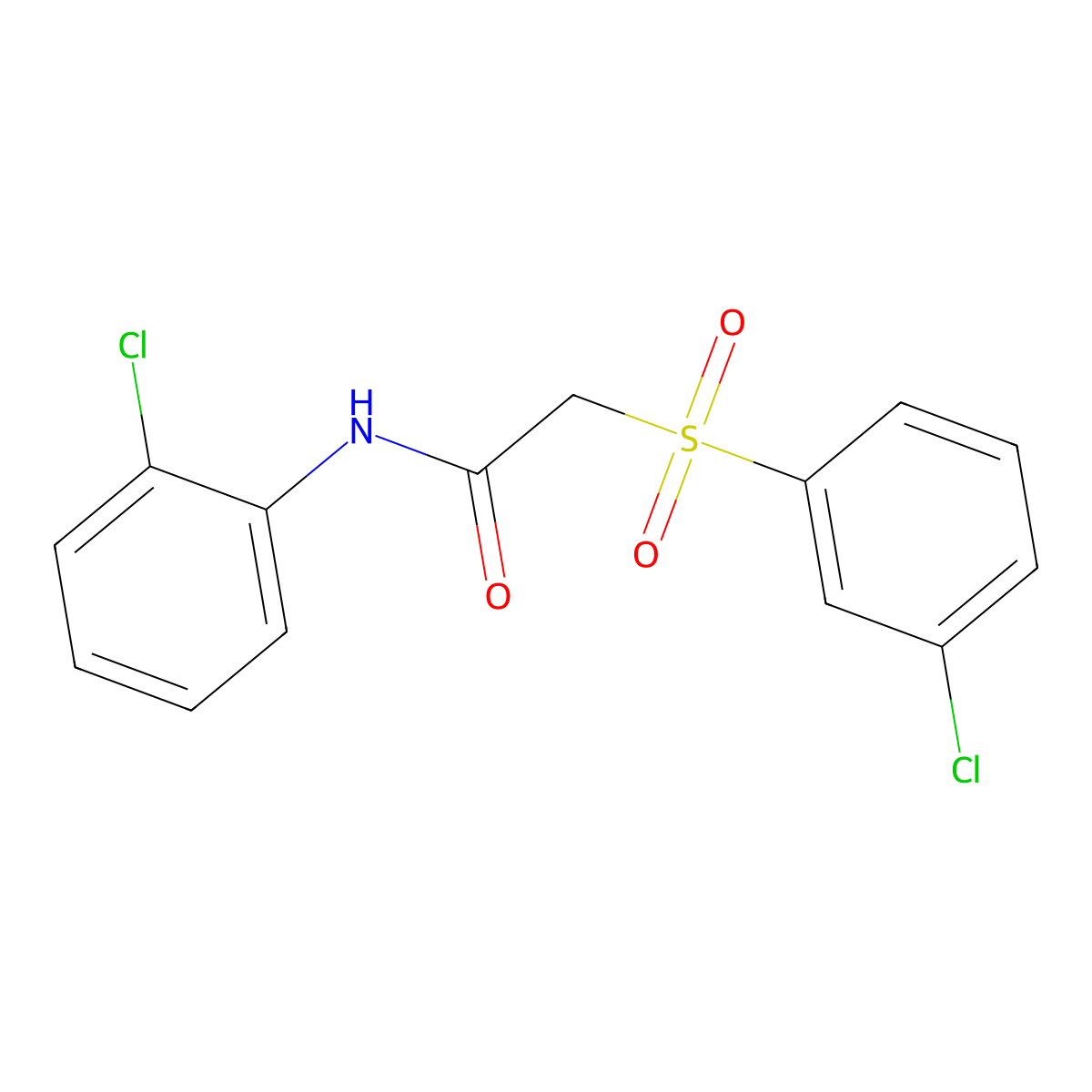 N-(2-chlorophenyl)-2-[(3-chlorophenyl)sulfonyl]acetamide molecular structure, CAS 339107-17-4