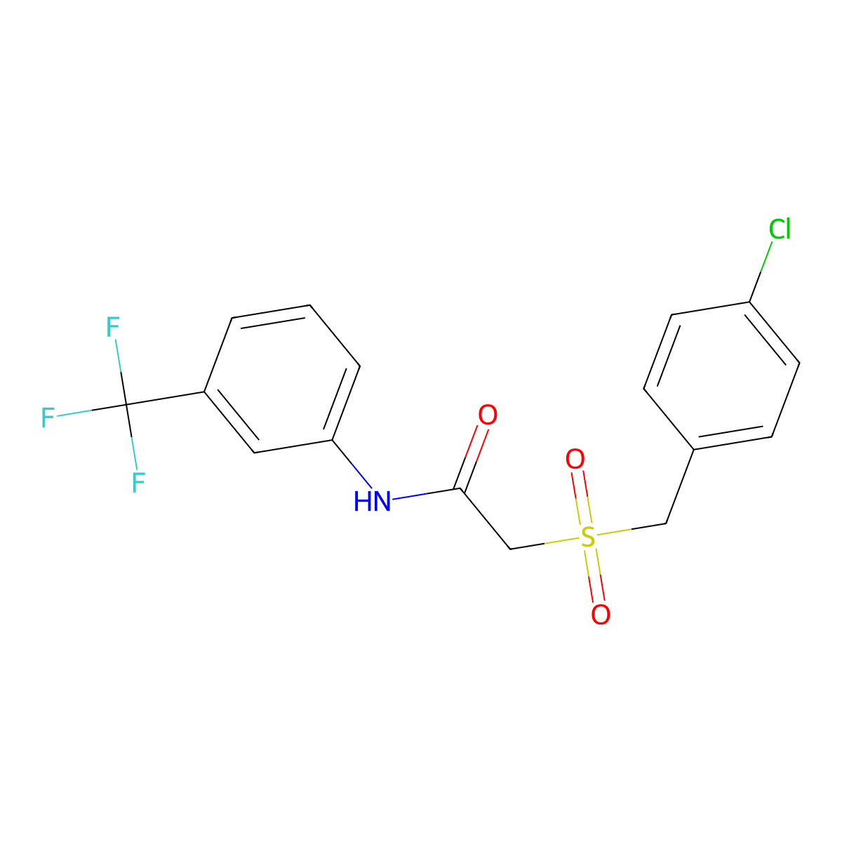 2-[(4-chlorophenyl)methanesulfonyl]-N-[3-(trifluoromethyl)phenyl]acetamide molecular structure, CAS 339107-23-2