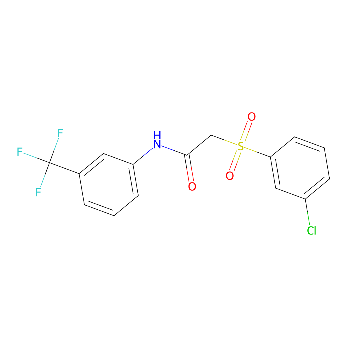 2-[(3-chlorophenyl)sulfonyl]-N-[3-(trifluoromethyl)phenyl]acetamide molecular structure, CAS 339107-31-2
