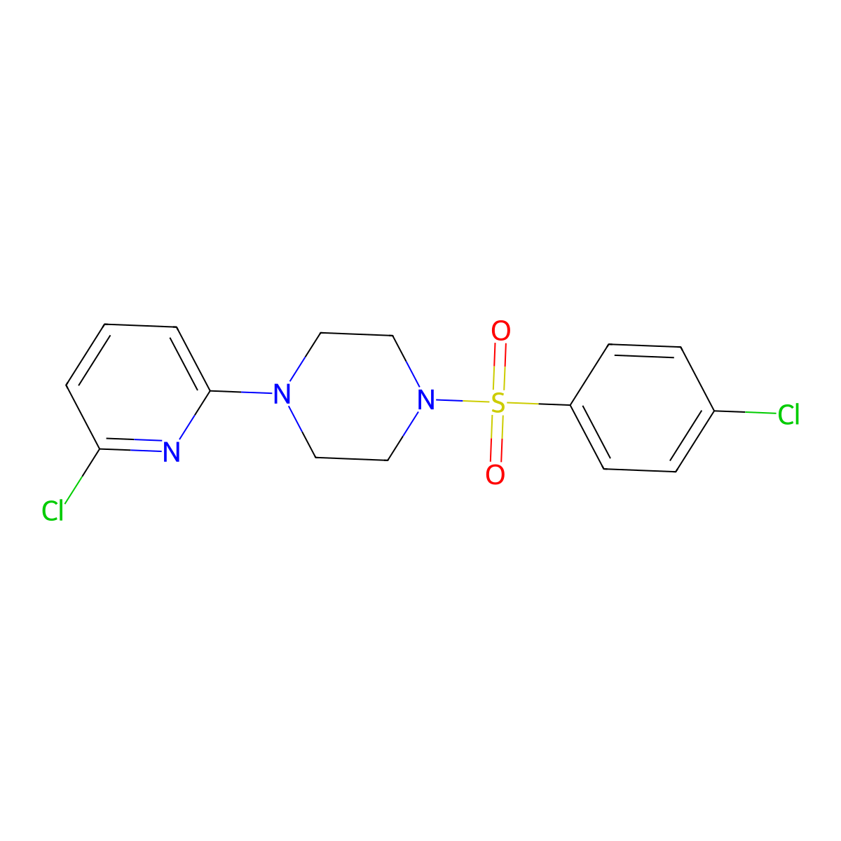 1-[(4-Chlorophenyl)sulfonyl]-4-(6-chloro-2-pyridinyl)piperazine molecular structure, CAS 339107-37-8