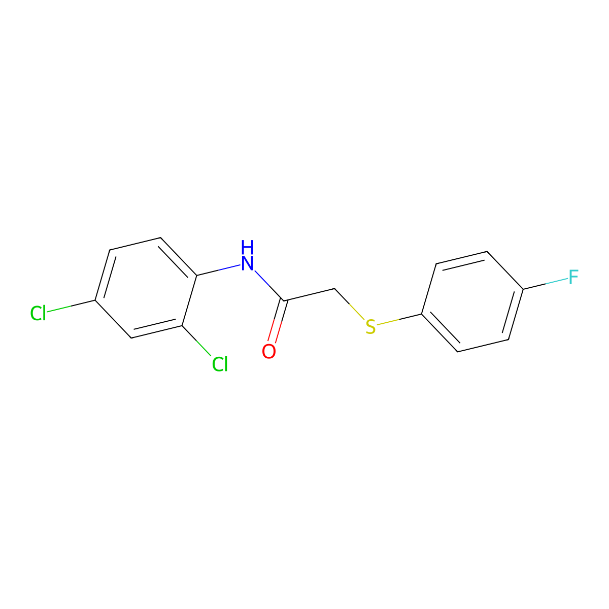 N-(2,4-dichlorophenyl)-2-[(4-fluorophenyl)sulfanyl]acetamide molecular structure, CAS 339107-56-1