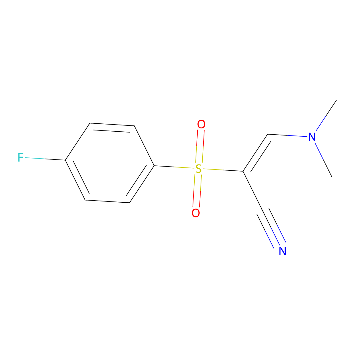 (2E)-3-(dimethylamino)-2-(4-fluorobenzenesulfonyl)prop-2-enenitrile molecular structure, CAS 339107-60-7