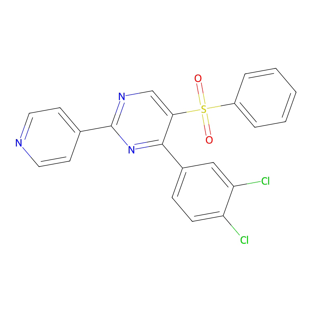 4-(3,4-Dichlorophenyl)-5-(phenylsulfonyl)-2-(4-pyridinyl)pyrimidine molecular structure, CAS 339107-66-3