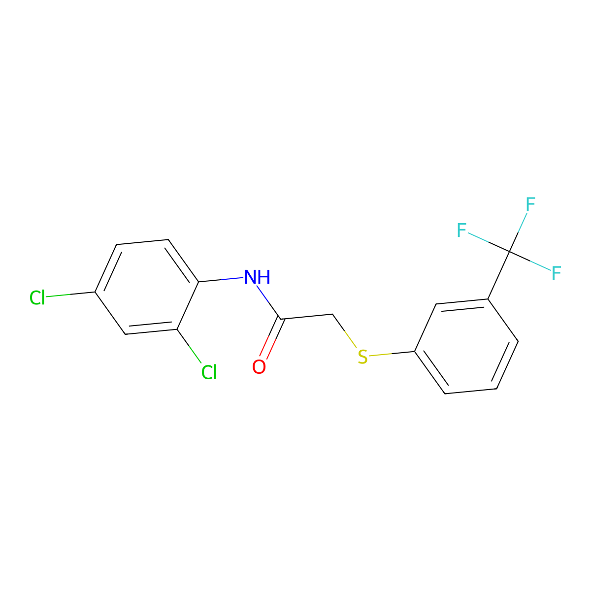 N-(2,4-dichlorophenyl)-2-{[3-(trifluoromethyl)phenyl]sulfanyl}acetamide molecular structure, CAS 339107-73-2
