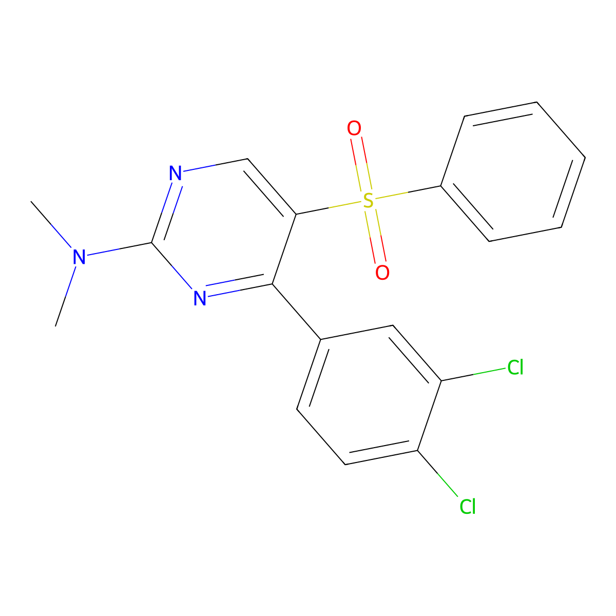 5-(benzenesulfonyl)-4-(3,4-dichlorophenyl)-N,N-dimethylpyrimidin-2-amine molecular structure, CAS 339107-76-5