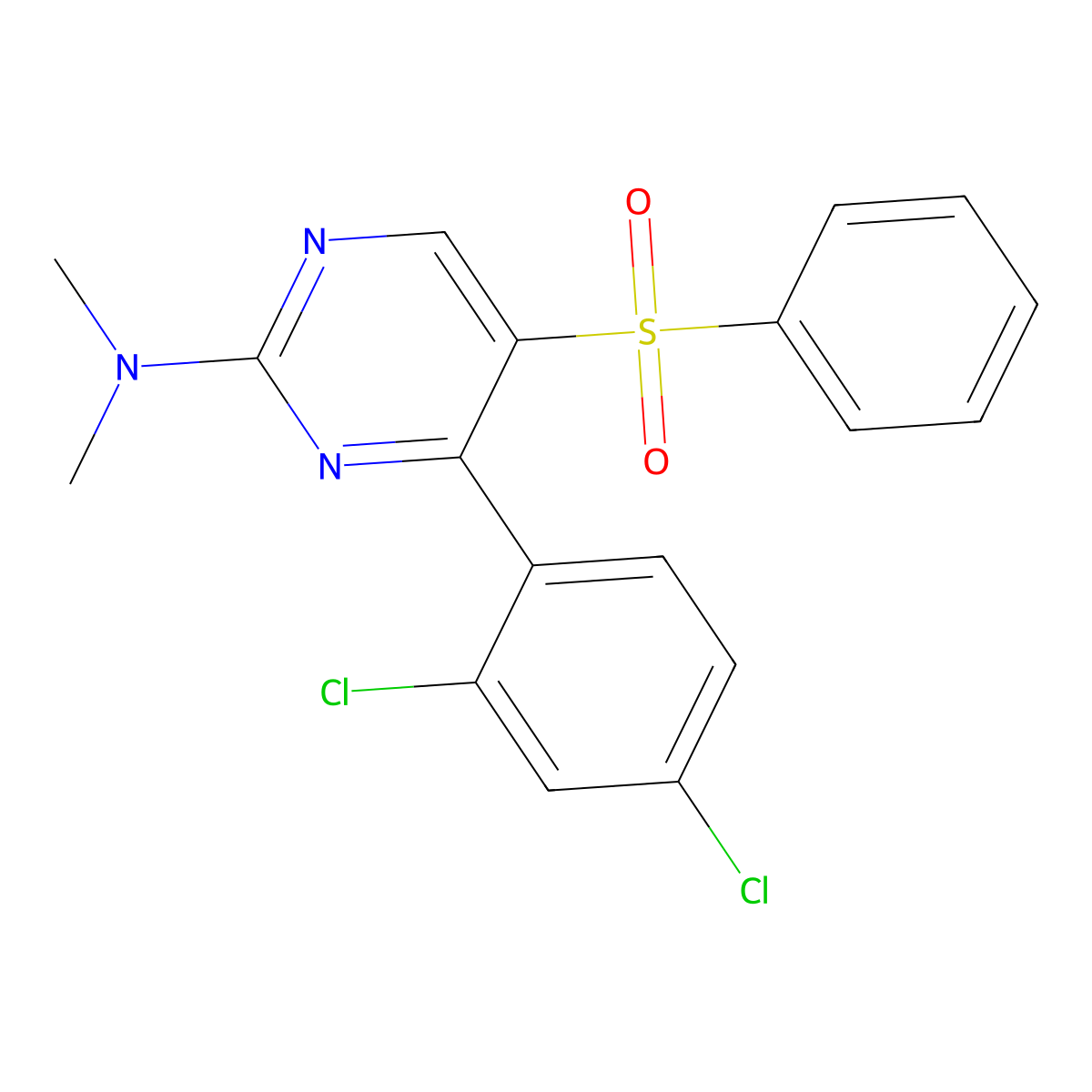 5-(benzenesulfonyl)-4-(2,4-dichlorophenyl)-N,N-dimethylpyrimidin-2-amine molecular structure, CAS 339107-80-1