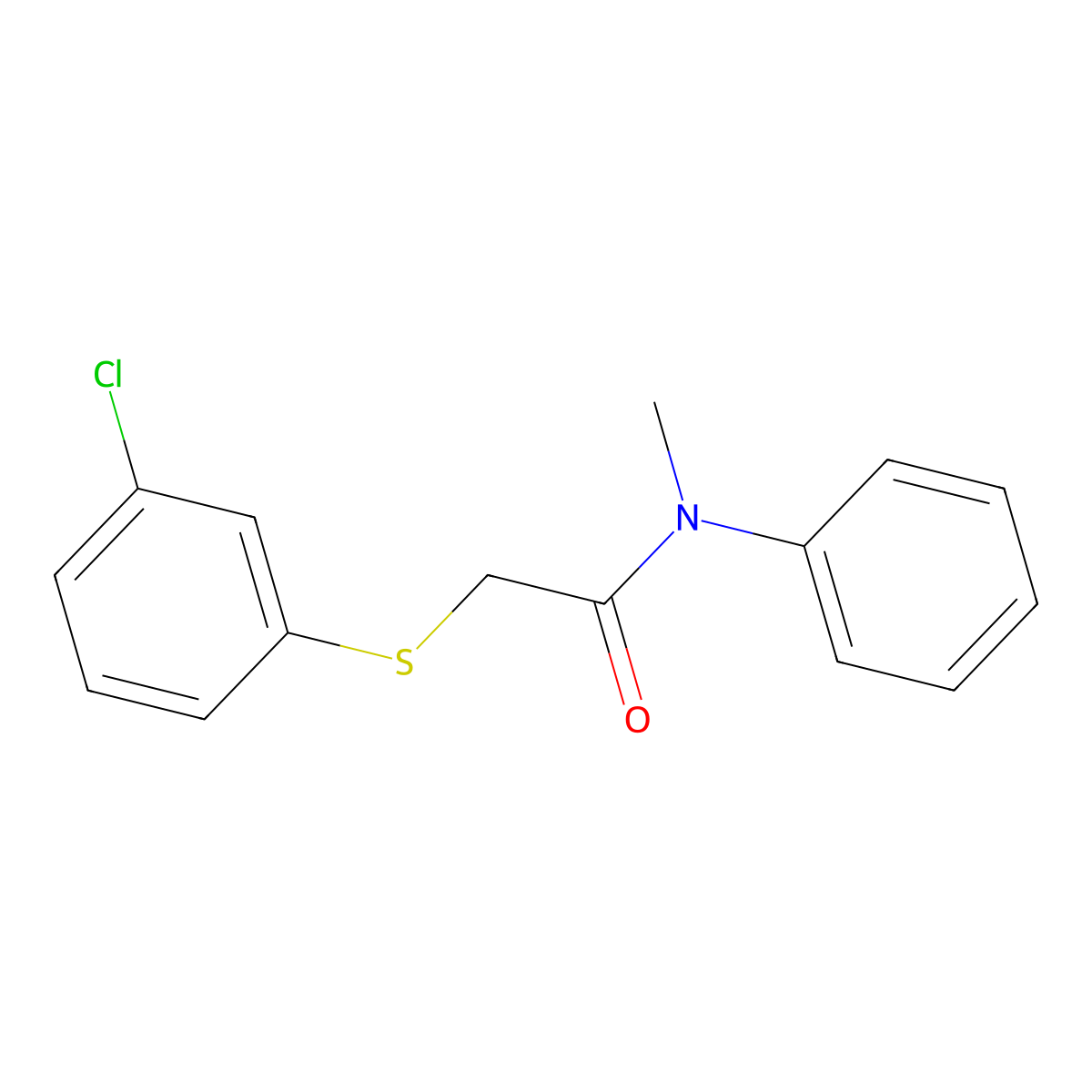 2-[(3-chlorophenyl)sulfanyl]-N-methyl-N-phenylacetamide molecular structure, CAS 339107-92-5