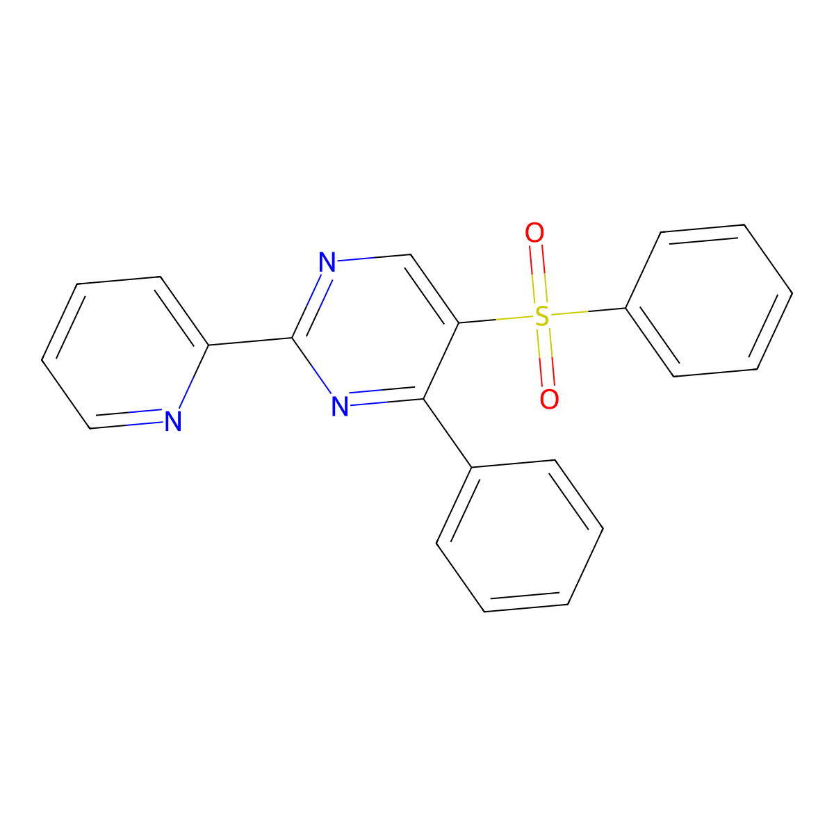 Phenyl 4-phenyl-2-(2-pyridinyl)-5-pyrimidinyl sulfone molecular structure, CAS 339108-07-5