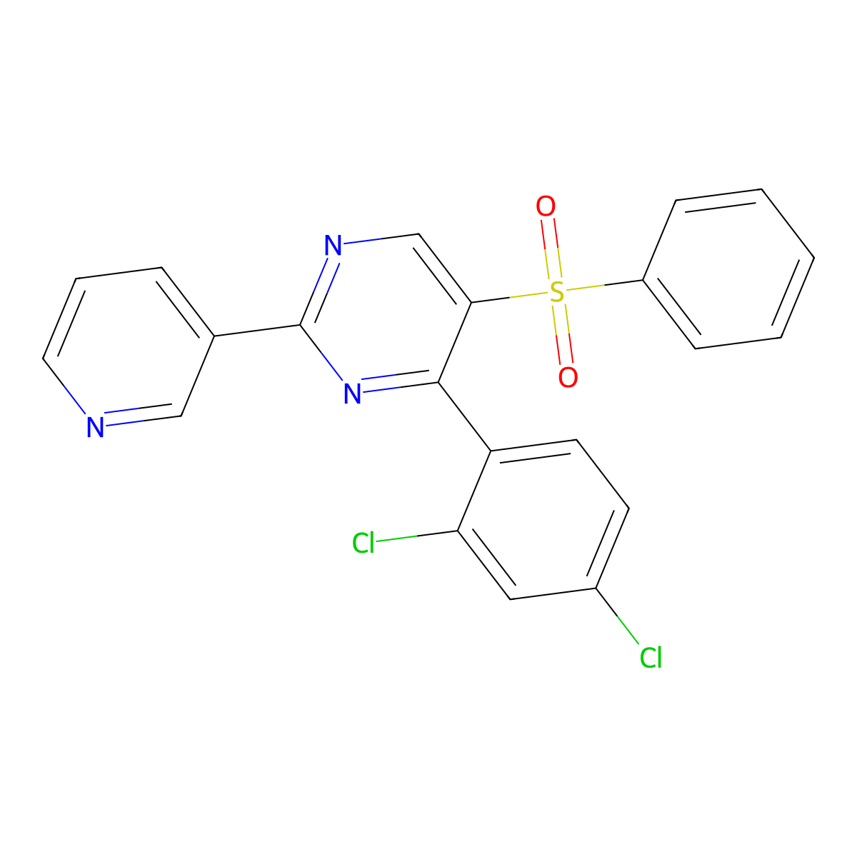 4-(2,4-Dichlorophenyl)-5-(phenylsulfonyl)-2-(3-pyridinyl)pyrimidine molecular structure, CAS 339108-13-3