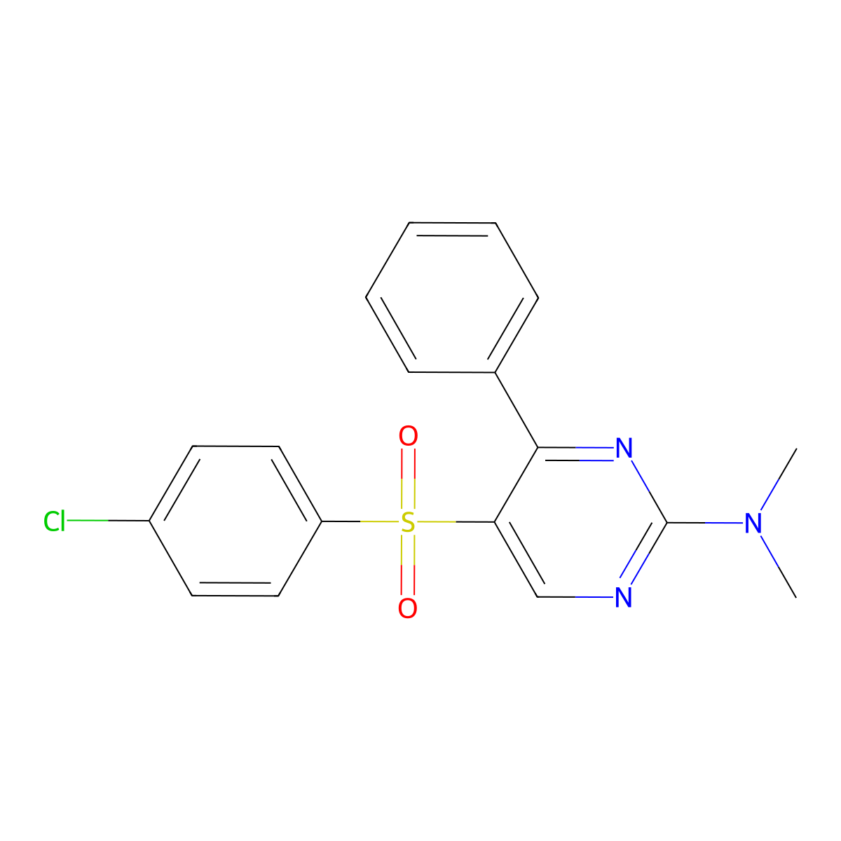 N-{5-[(4-chlorophenyl)sulfonyl]-4-phenyl-2-pyrimidinyl}-N,N-dimethylamine molecular structure, CAS 339108-34-8