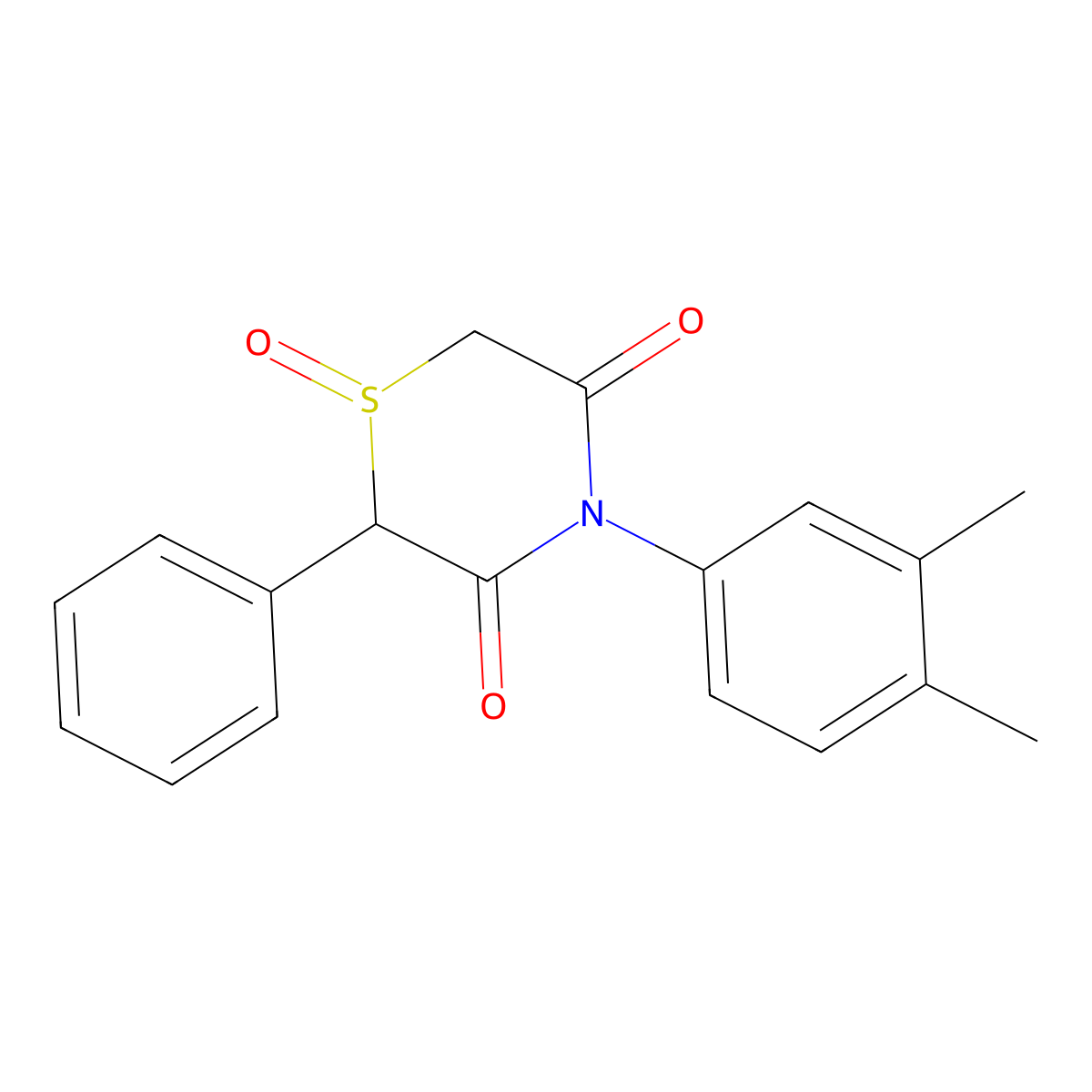 4-(3,4-Dimethylphenyl)-1-oxo-2-phenyl-1,4-thiazinane-3,5-dione molecular structure, CAS 339108-44-0
