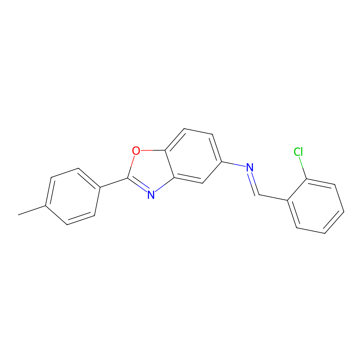 1-(2-chlorophenyl)-N-[2-(4-methylphenyl)-1,3-benzoxazol-5-yl]methanimine molecular structure, CAS 339108-49-5
