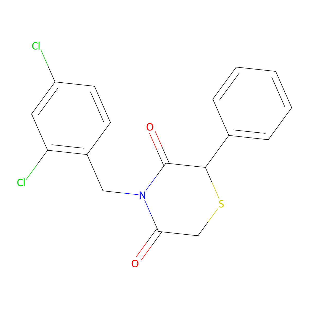 4-[(2,4-Dichlorophenyl)methyl]-2-phenylthiomorpholine-3,5-dione molecular structure, CAS 339108-51-9