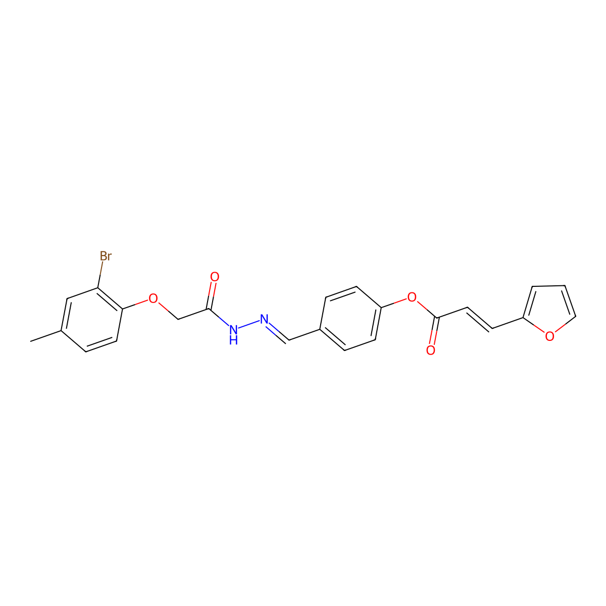 4-[[2-[2-(2-Bromo-4-methylphenoxy)acetyl]hydrazinylidene]methyl]phenyl 3-(2-furanyl)-2-propenoate molecular structure, CAS 339108-84-8