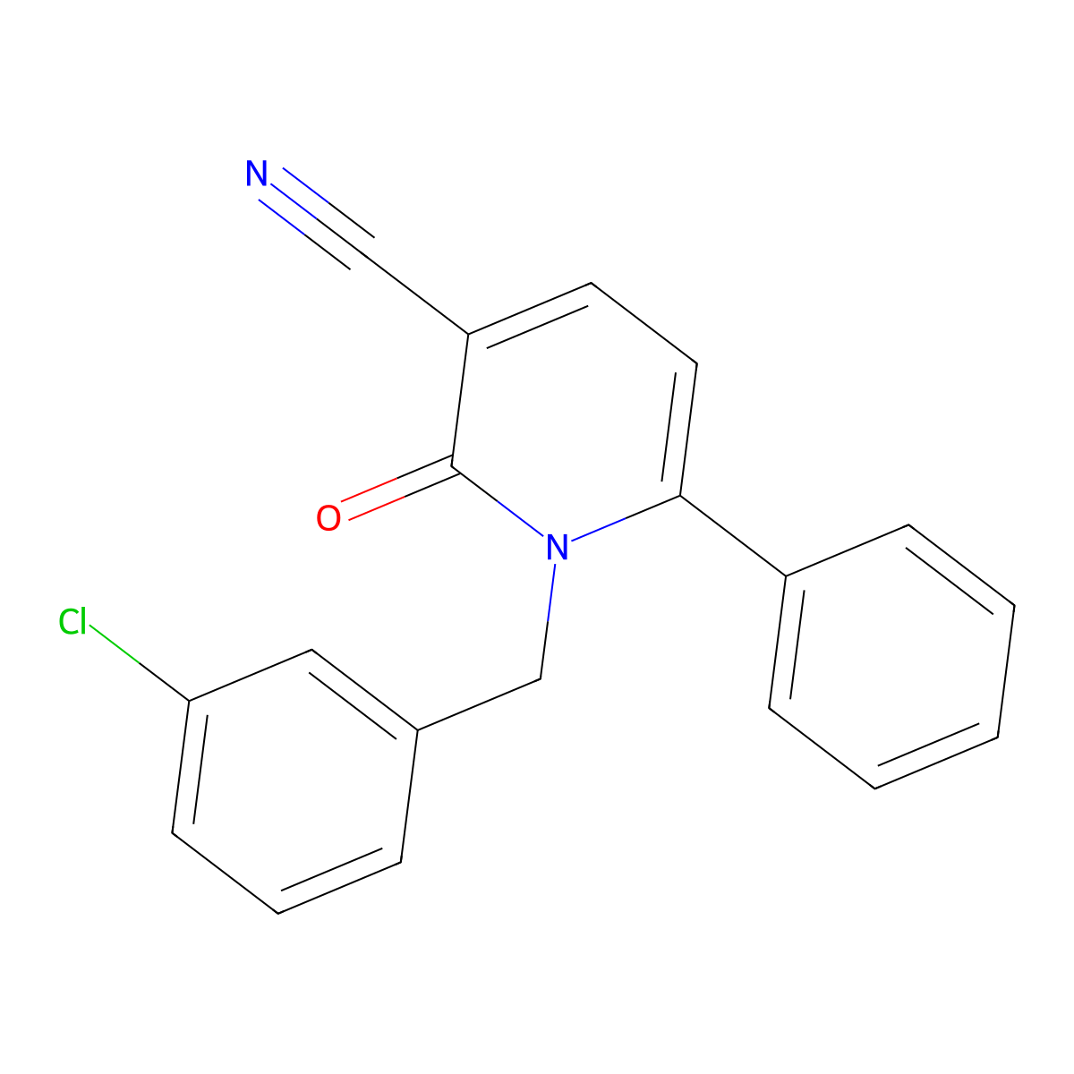 1-(3-Chlorobenzyl)-2-oxo-6-phenyl-1,2-dihydro-3-pyridinecarbonitrile molecular structure, CAS 339108-94-0