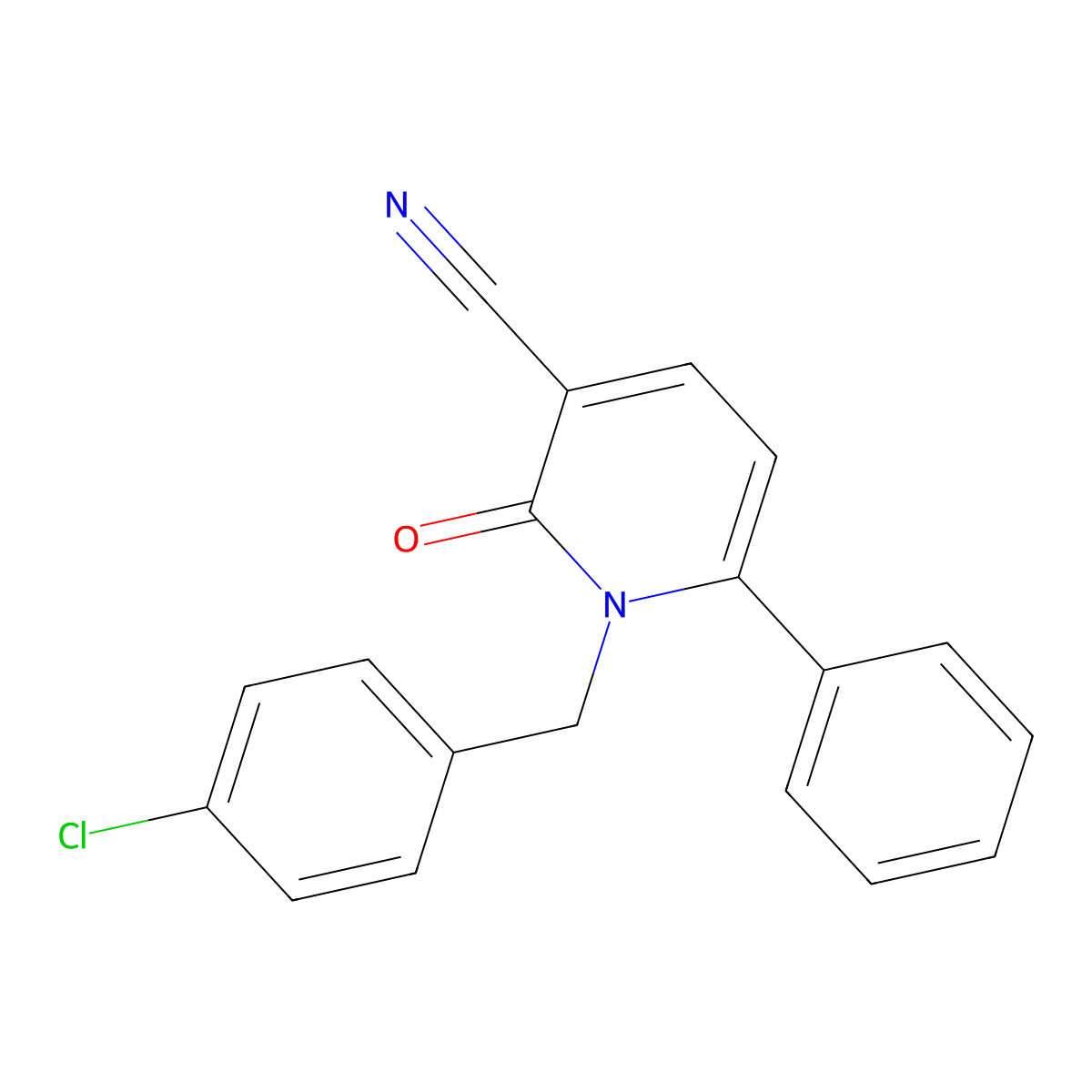 1-(4-Chlorobenzyl)-2-oxo-6-phenyl-1,2-dihydro-3-pyridinecarbonitrile molecular structure, CAS 339108-97-3