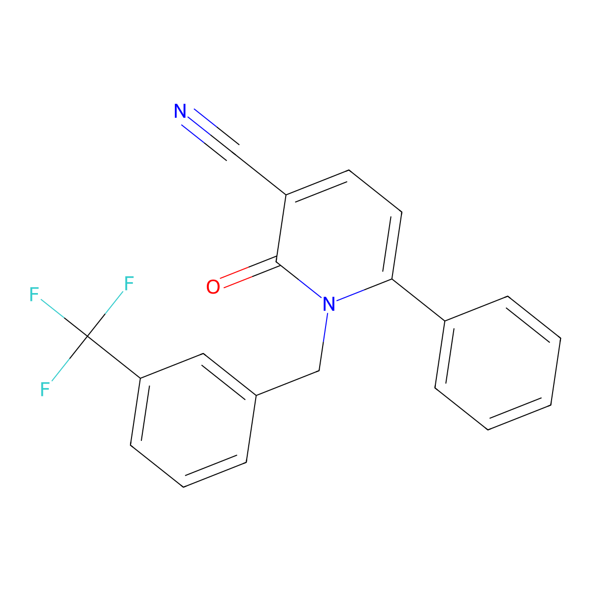 2-Oxo-6-phenyl-1-[3-(trifluoromethyl)benzyl]-1,2-dihydro-3-pyridinecarbonitrile molecular structure, CAS 339109-03-4