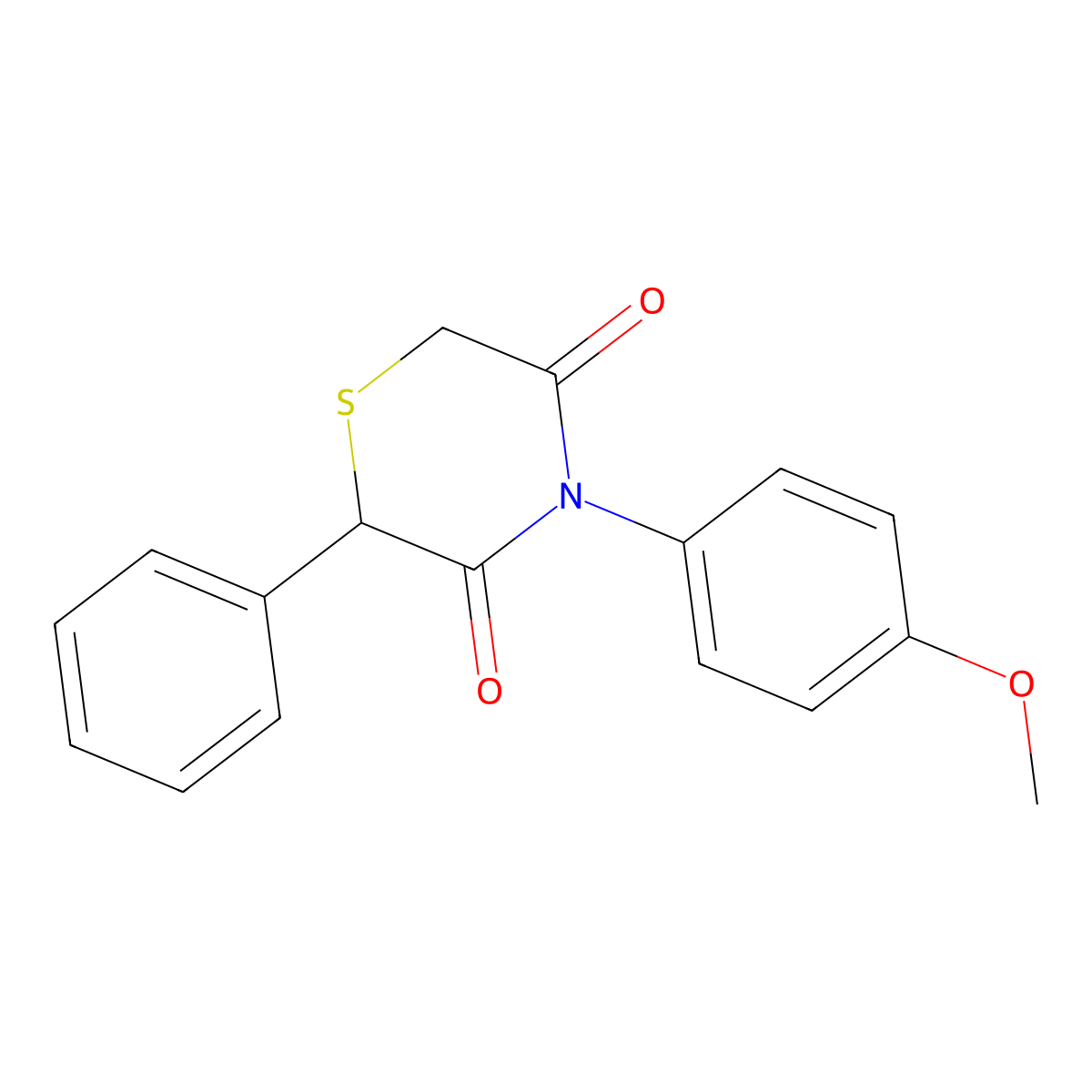 4-(4-Methoxyphenyl)-2-phenyl-3,5-thiomorpholinedione molecular structure, CAS 339109-17-0
