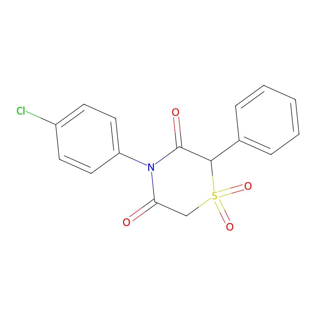 4-(4-Chlorophenyl)-2-phenyl-1lambda~6~,4-thiazinane-1,1,3,5-tetraone molecular structure, CAS 339109-49-8