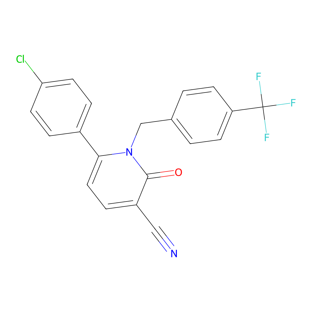 6-(4-Chlorophenyl)-2-oxo-1-[4-(trifluoromethyl)benzyl]-1,2-dihydro-3-pyridinecarbonitrile molecular structure, CAS 339109-58-9
