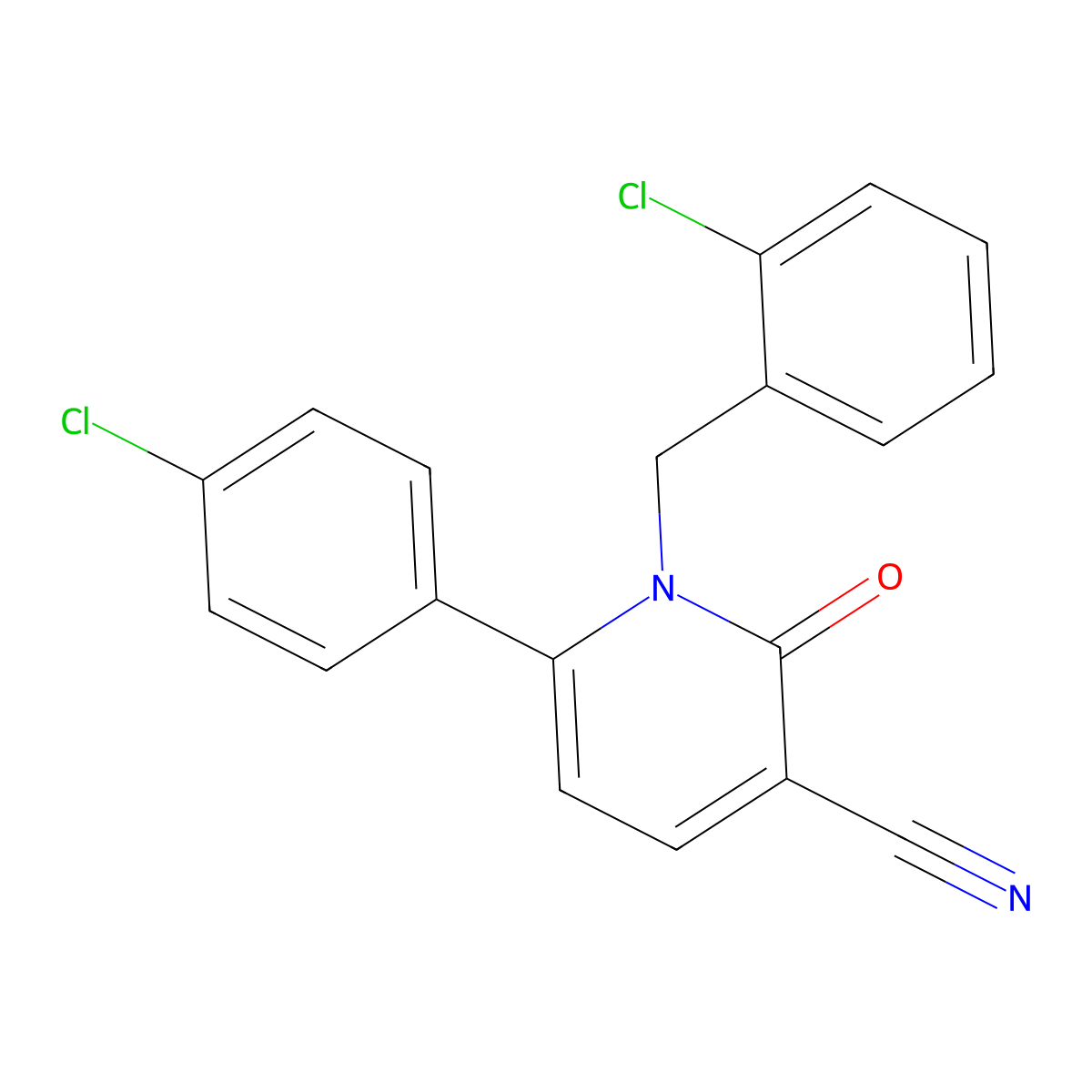 1-(2-Chlorobenzyl)-6-(4-chlorophenyl)-2-oxo-1,2-dihydro-3-pyridinecarbonitrile molecular structure, CAS 339109-61-4