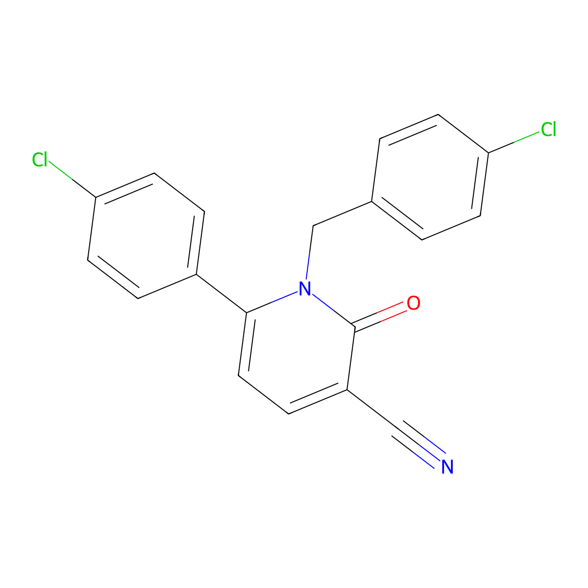 1-(4-Chlorobenzyl)-6-(4-chlorophenyl)-2-oxo-1,2-dihydro-3-pyridinecarbonitrile molecular structure, CAS 339109-64-7