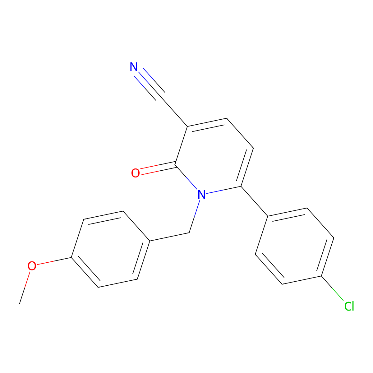 6-(4-Chlorophenyl)-1-[(4-methoxyphenyl)methyl]-2-oxopyridine-3-carbonitrile molecular structure, CAS 339109-67-0