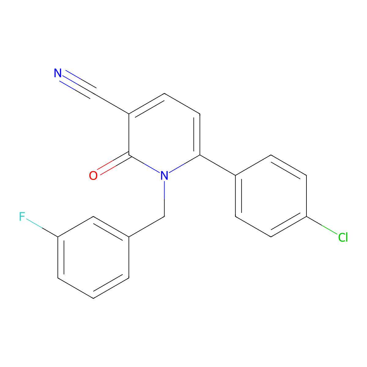 6-(4-Chlorophenyl)-1-(3-fluorobenzyl)-2-oxo-1,2-dihydro-3-pyridinecarbonitrile molecular structure, CAS 339109-82-9