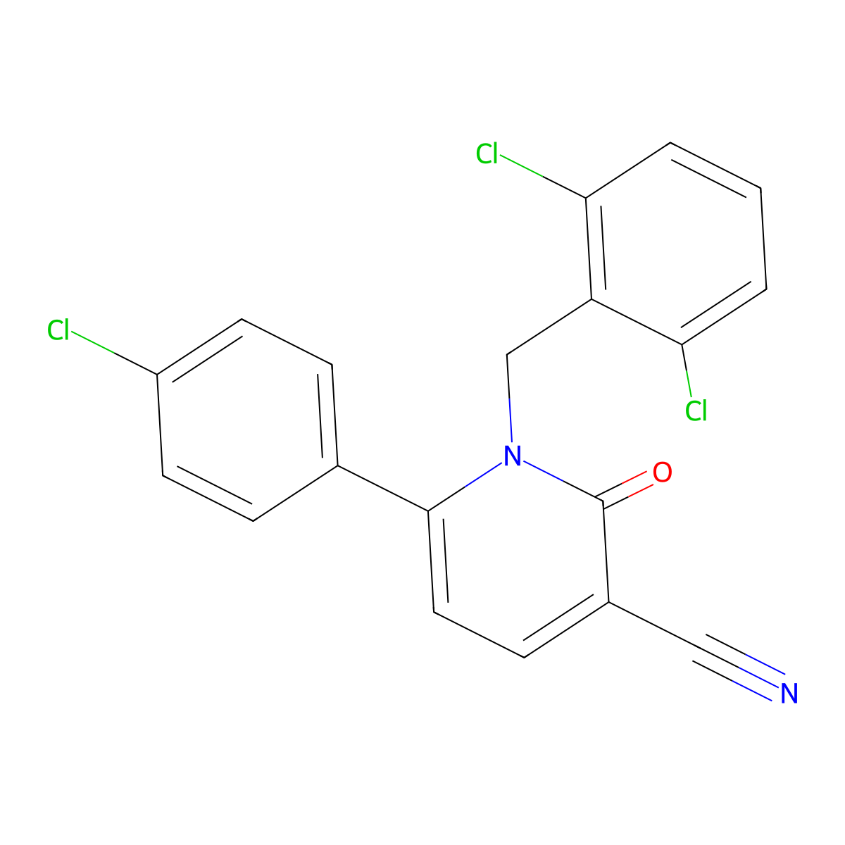 6-(4-Chlorophenyl)-1-(2,6-dichlorobenzyl)-2-oxo-1,2-dihydro-3-pyridinecarbonitrile molecular structure, CAS 339109-85-2