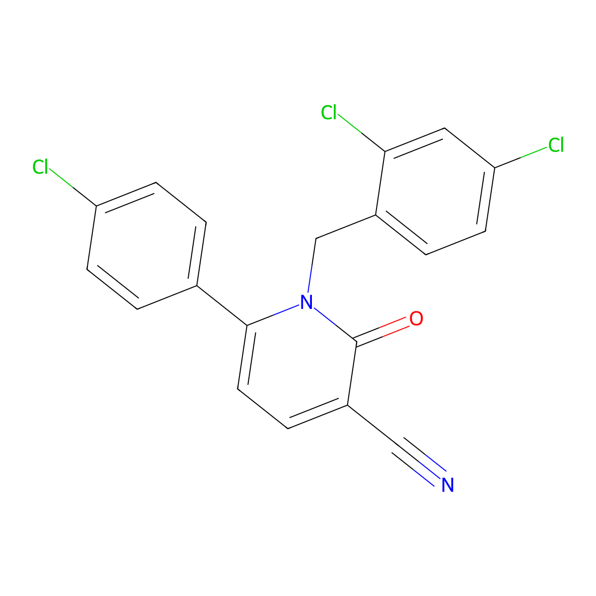 6-(4-Chlorophenyl)-1-(2,4-dichlorobenzyl)-2-oxo-1,2-dihydro-3-pyridinecarbonitrile molecular structure, CAS 339109-88-5