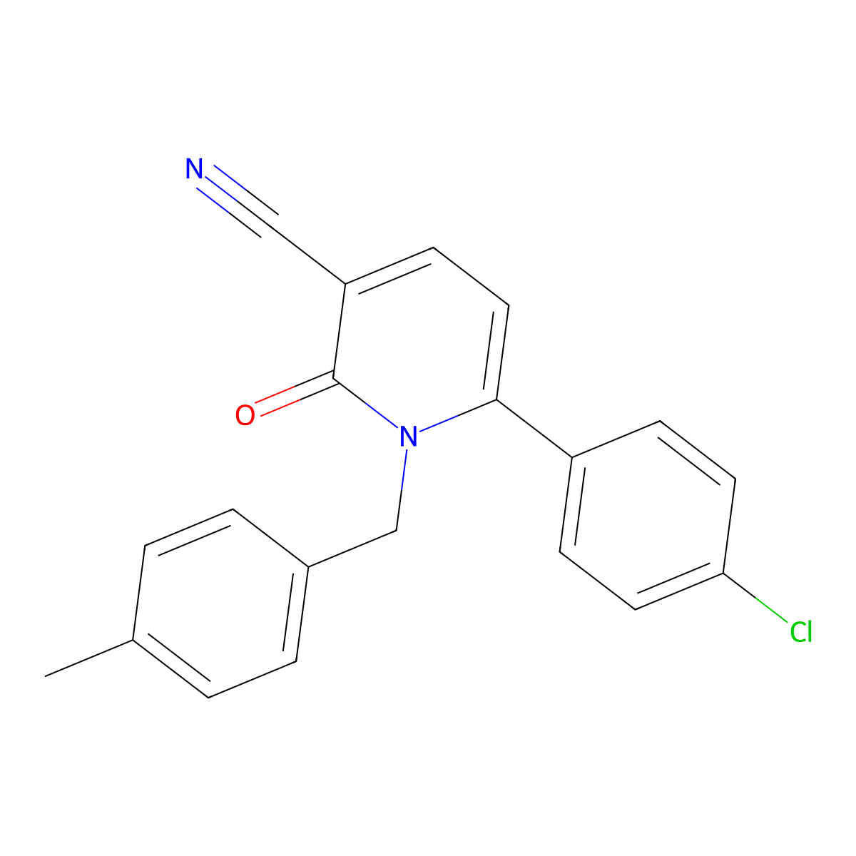 6-(4-Chlorophenyl)-1-(4-methylbenzyl)-2-oxo-1,2-dihydro-3-pyridinecarbonitrile molecular structure, CAS 339109-91-0