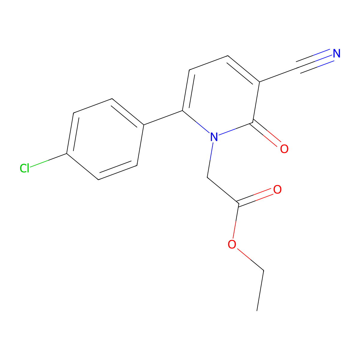 Ethyl 2-[6-(4-chlorophenyl)-3-cyano-2-oxopyridin-1-yl]acetate molecular structure, CAS 339109-94-3