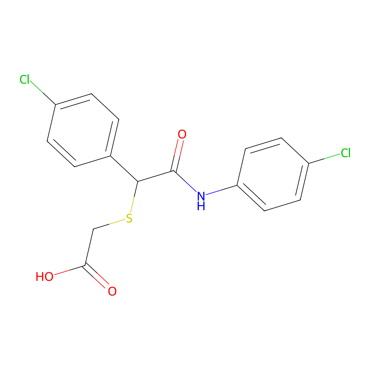 2-{[2-(4-Chloroanilino)-1-(4-chlorophenyl)-2-oxoethyl]sulfanyl}acetic acid molecular structure, CAS 339109-97-6