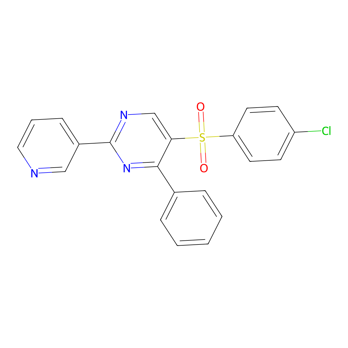 4-Chlorophenyl 4-phenyl-2-(3-pyridinyl)-5-pyrimidinyl sulfone molecular structure, CAS 339110-20-2