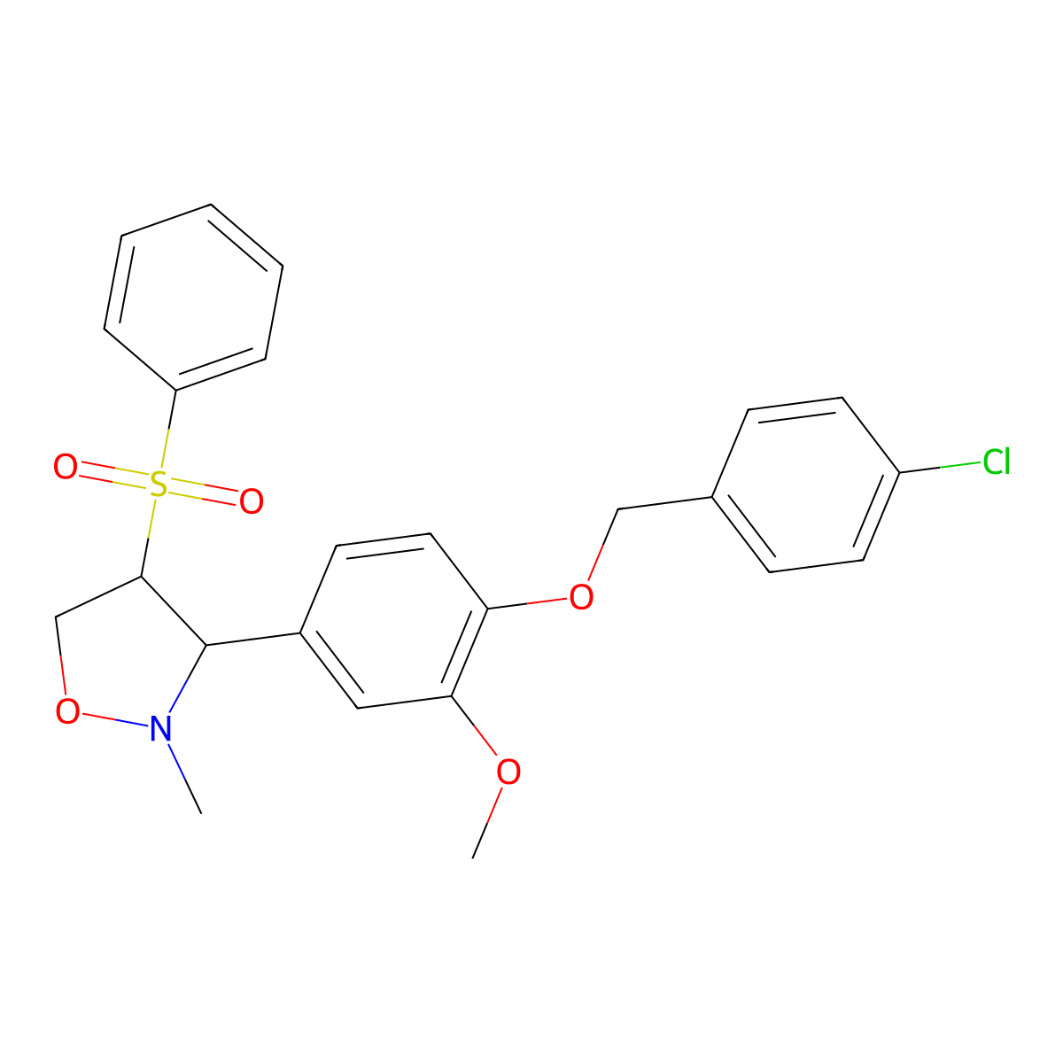 4-(Benzenesulfonyl)-3-{4-[(4-chlorophenyl)methoxy]-3-methoxyphenyl}-2-methyl-1,2-oxazolidine molecular structure, CAS 339110-42-8