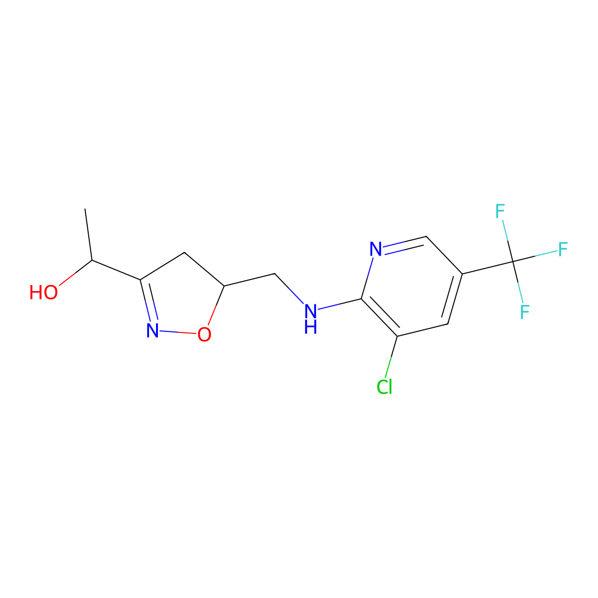 1-[5-({[3-Chloro-5-(trifluoromethyl)-2-pyridinyl]amino}methyl)-4,5-dihydro-3-isoxazolyl]-1-ethanol molecular structure, CAS 339110-69-9