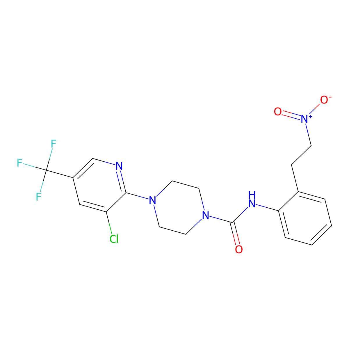 4-[3-chloro-5-(trifluoromethyl)pyridin-2-yl]-N-[2-(2-nitroethyl)phenyl]piperazine-1-carboxamide molecular structure, CAS 339110-84-8
