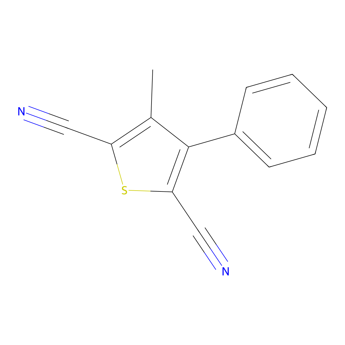 3-Methyl-4-phenylthiophene-2,5-dicarbonitrile molecular structure, CAS 339111-50-1