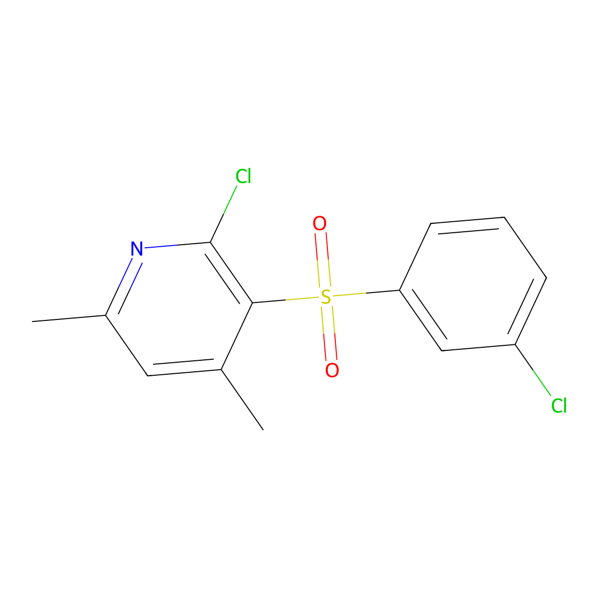 2-Chloro-3-[(3-chlorophenyl)sulfonyl]-4,6-dimethylpyridine molecular structure, CAS 339111-89-6