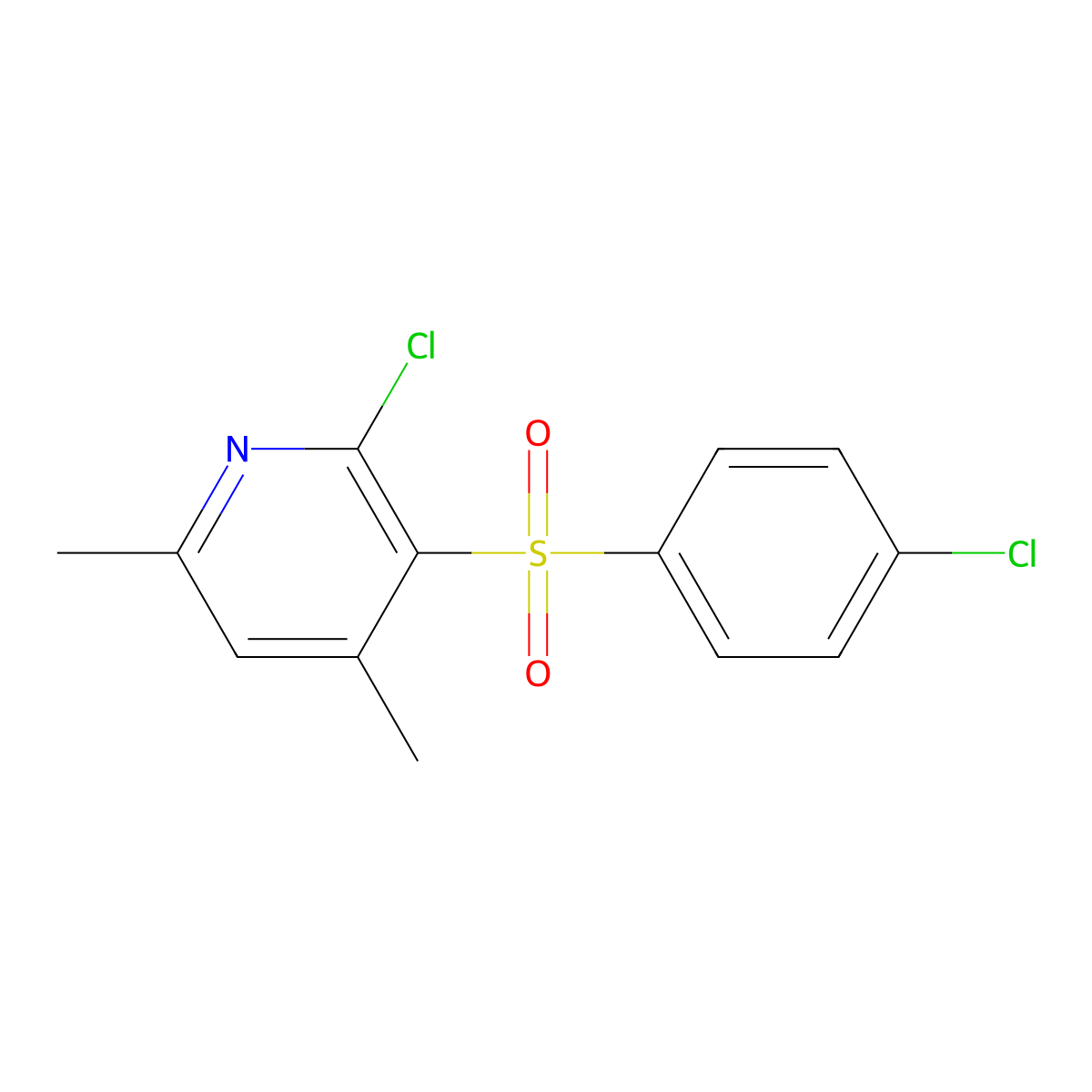 2-Chloro-3-[(4-chlorophenyl)sulfonyl]-4,6-dimethylpyridine molecular structure, CAS 339111-93-2