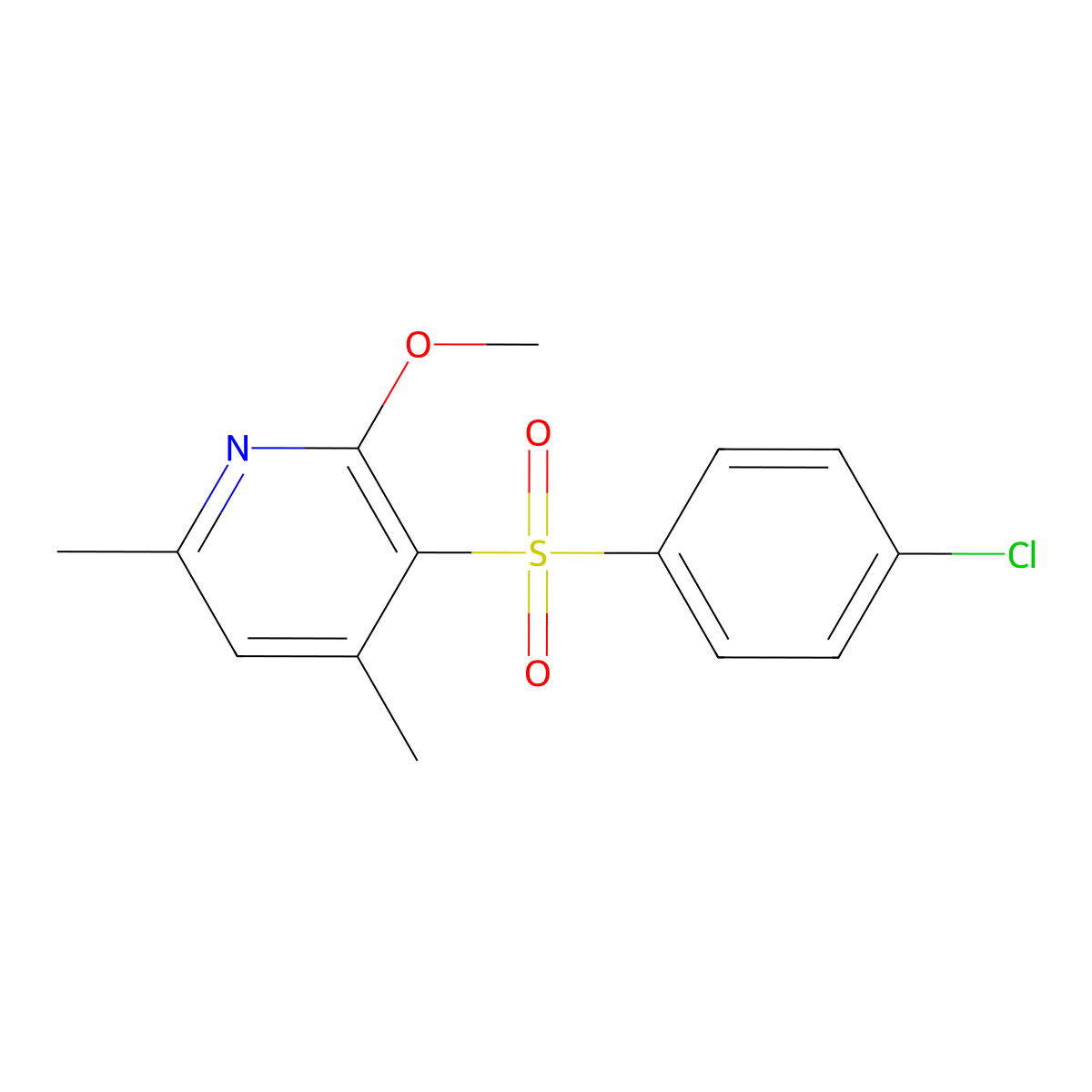 4-Chlorophenyl 2-methoxy-4,6-dimethyl-3-pyridinyl sulfone molecular structure, CAS 339111-98-7